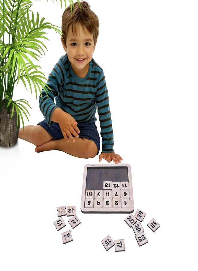 GLNRM Number Slide Wooden Puzzles 1 to 24 Educational Toy for Kids - Brain Teaser IQ Game - Non Interlocked Pieces (5 * 5) (1 to 24 Off White) - Image 5